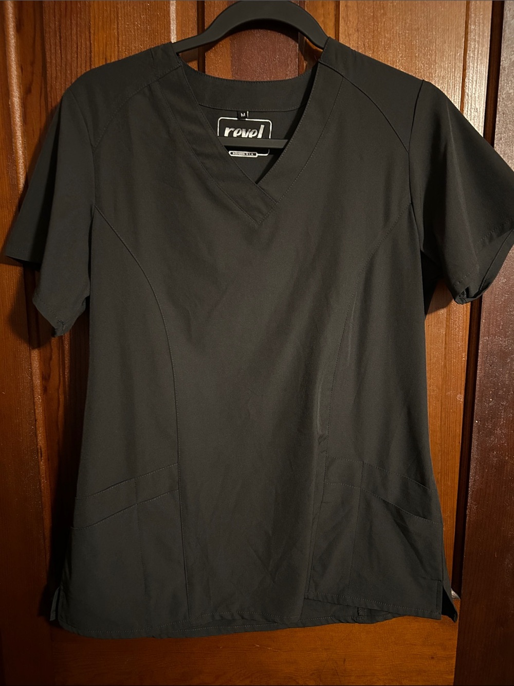 Revolv Women's Black Short Sleeve V-Neck Scrub Top